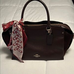 Coach Burgundy Leather Handbag with Scarf